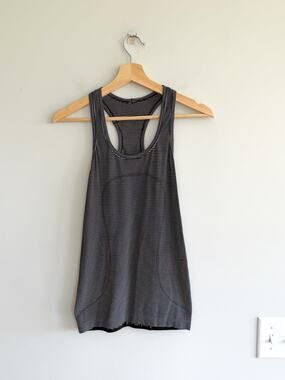 Lululemon Swiftly Tech Racerback Run Striped Activewear Tank Top Black 4